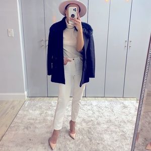 Scotch & Soda Wool-blend Navy coat in P ( Small) with detachable faux fur collar